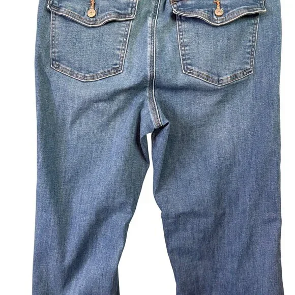 American Eagle Low-Rise Flare Women's Medium Wash Envelope Pocket Jeans Size 16 - Picture 11 of 13